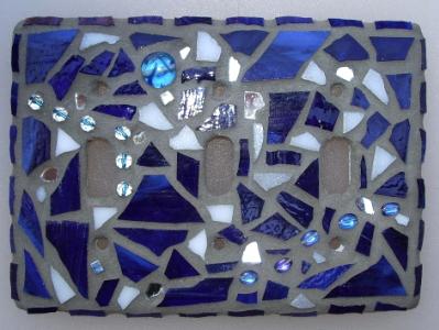 Blue Mosaic Light Switch Cover - Sold Blue Mosaic Light Switch Cover - Sold
