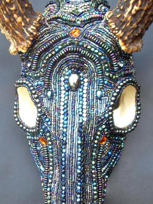 AB Beaded Deer Skull Front AB Beaded Deer Skull Front
