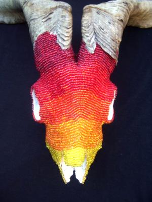 Beaded Goat Skull Close Beaded Goat Skull Close