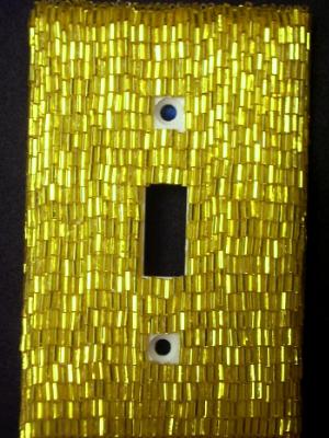 Yellow Bugle Beaded Light Switch Cover - Sold Yellow Bugle Beaded Light Switch Cover - Sold